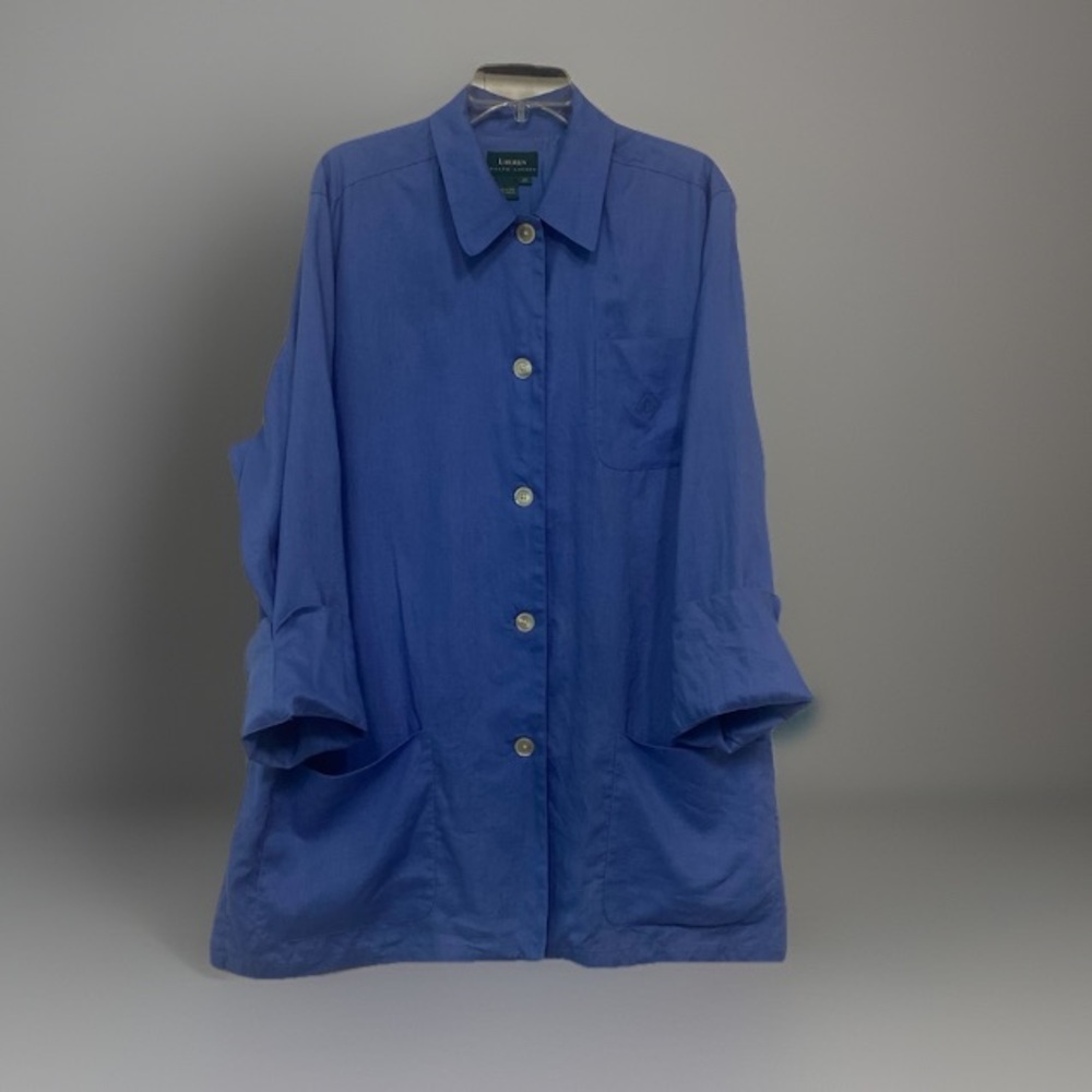 Ralph Lauren Blue Linen Blue button front Jacket